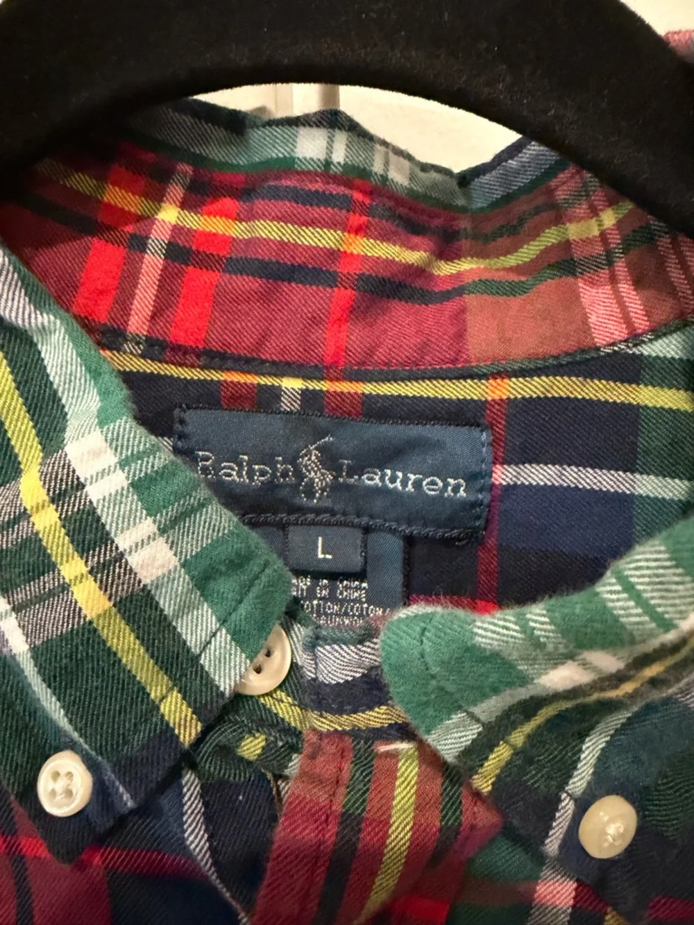 Ralph Lauren Plaid Tartan Button Down Shirt Boys Sz L (14 16)